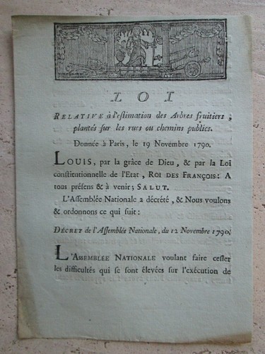 Loi 1790 estimation des - :,