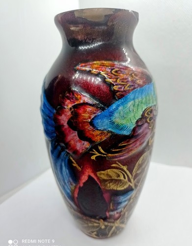 Vase émaux limoges signé - vase,