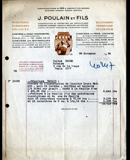 PARIS (XI°) FACTORY / MARBLE Stone Marble Granite "J. POULAIN & Fils" in 1954