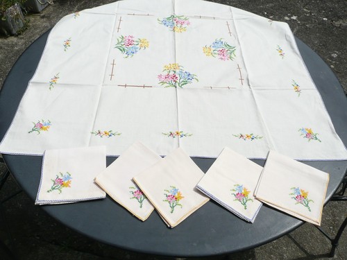 Nappe serviettes vintage - 5,