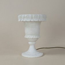 Antique Alabaster Carved Marble Night Lamp Art Deco Style Luminous Urn