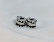 Lot Set 2 Authentic PANDORA Sterling Silver BEVELED CLIPS #790267