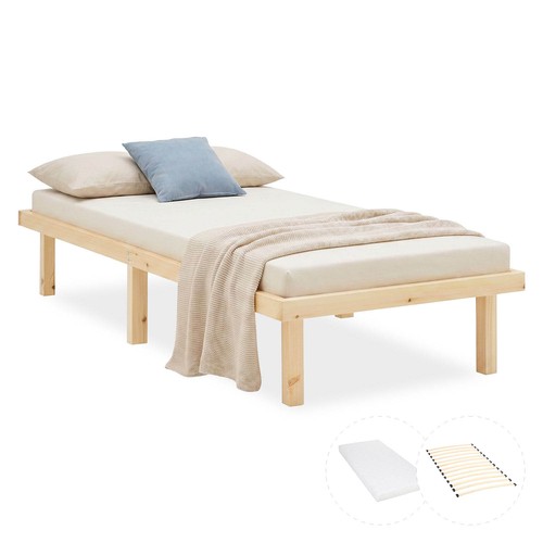 Lit bois massif 90x200 - bois, avec