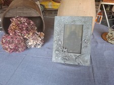 ÉLÉGANT CADRE PHOTO ANCIEN decor oiseaux insecte fleur en plomb