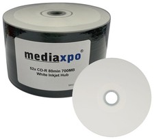 Grade A 52x CD-R 80min 700MB White Inkjet Hub Printable (Shrink Wrap) Lot