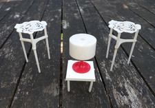 TABLE + LAMP + 2 GUERIDON FOR SMALL DOLL LOT IN GOOD CONDITION