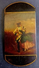 Etui Cigare Tabatière Peinture Old Militaria Painting Cigar Case Tabacco Box XIX