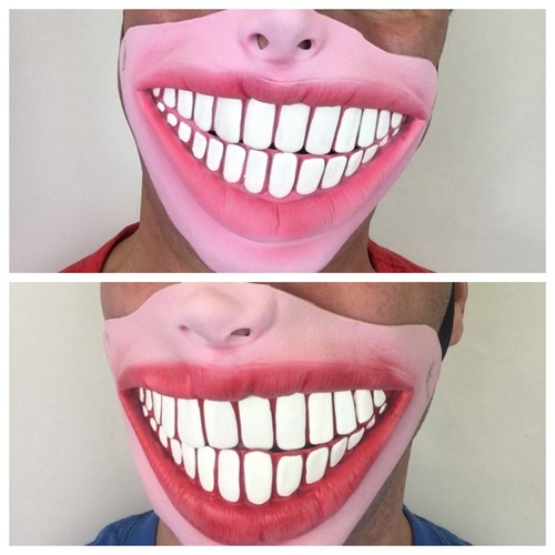 Drôle demi visage - demi, dents