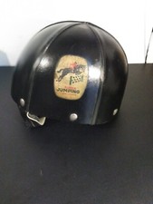 Casque ou bombe d'équitation en cuir  Super Jumping ancien