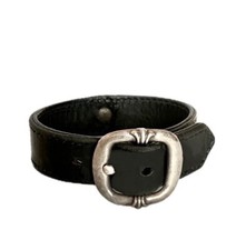 AUTHENTIC VINTAGE CHROME HEARTS LEATHER & SILVER STRAP BRACELET MADE IN USA RARE