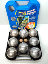 Vintage OBUT 8 Chrome Bocce Ball Boules Petanque 600g + 2 Wood Jacks, France