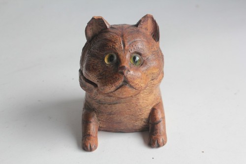 Encrier tête chat bois - encrier,