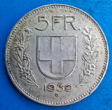 Suisse , 5 francs argent 1939