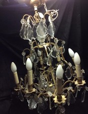 Lustre Cage Ancien Pampilles