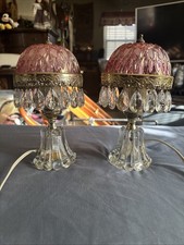 Michelotti Vintage Pink Crystal Glass Prism Boudoir Lamp