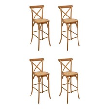Lot de 4 Chaises de Bar en Chêne "Isak" 110cm Naturel