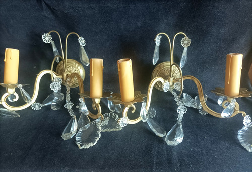 Paire appliques laiton et - appliques,