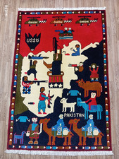 Handmade Afghan War Rug Soviet-Afghan Conflict 5x3 ft Collectible Art Area Carpe