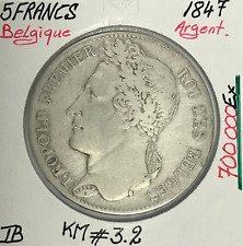 BELGIQUE - 5 FRANCS 1847 - Pièce de Monnaie en Argent // TB
