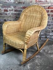 Rocking chair en rotin et bascule bambou 1980