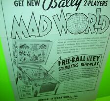 Mad World Pinball Flyer Original Bally 1964 Flipper Game Promo Artwork Sheet 