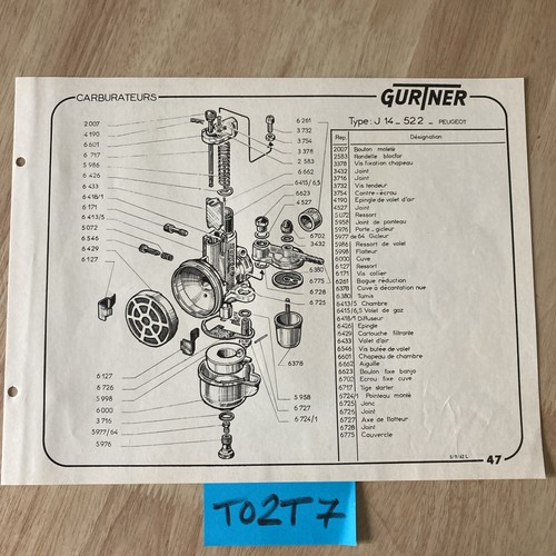 Gurtner carburateur j14 522 - carburateur,