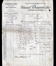 ETANG-de-FRASNE (25) SCIERIE / BOIS "Elie BOLARD / Edouard CHAUVIN Succ" en 1926