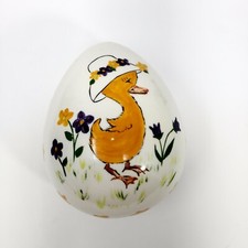 Vintage Great Porcelain Houses Egg Trinket Box Candy Dish Duckling in a Hat