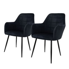 Chaise salle à manger tendance rétro fauteuil velours pieds métalliques noir