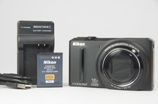 [Exc+5] Nikon COOLPIX S9100 Black Compact Digital Camera From JAPAN