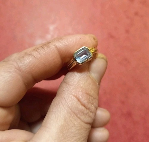 Bague doré topaze bleue - doré,,