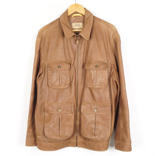 Veste cuir homme camel - veste,