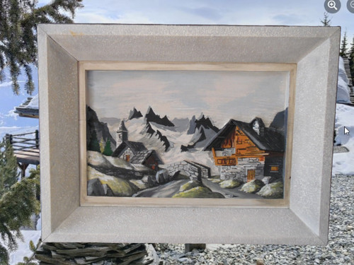 Tableau bois sculpte chalet - sculpte,