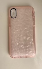 Coque transparente rose pour iPhone X/XS avec support