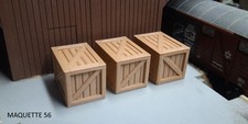 ho lot 3 grandes caisses bois z 1/87 ou 1/43 décor train  maquette 56 modélisme