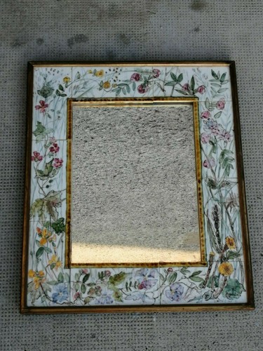Miroir céramique décor - , fleur