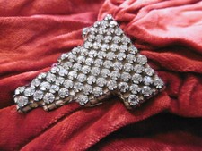 1950s Red Velvet Rhinestone Evening Dress Belt