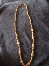 Collier vintage en perles de bois – 75/80 cm – formes variées – style artisanal 