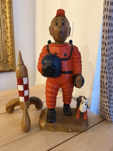 Figurine astronaute bois peint