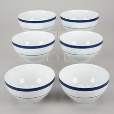 Set of 6x 5 ¾" Soup / Cereal Bowls w/ 2 Bands, Brasserie Blue by Williams-Sonoma