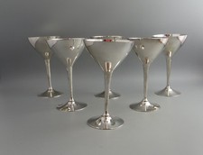 A Set of Six Cased EPNS Silver Plated Small Coupe Glasses - Martini/Champagne