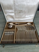 CHRISTOFLE ménagère 38 pcs modèle Rubans métal Argenté Argenterie Vintage