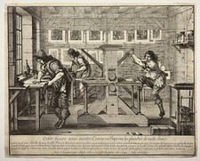 Abraham BOSSE - Les Imprimeurs en taille-douce. 1642. Original etching. PRINT