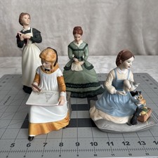 "Little Women" Set Of 4 by Tasha Tudor 1982 Hand Painted Franklin Porcelain MINT
