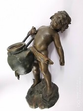 19th Century AUGUSTE MOREAU RULE STATUE SCULPTURE CHILD French Antique 19th Child