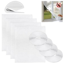 Lot de 4 Moustiqueres Fenêtre Découpable 130 x 150cm Toile Moustiquaire pour ...