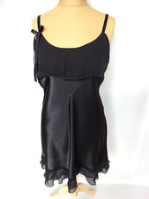 Beautiful Black Tulle Satin Nightie C&A Lingerie Size L FR42 US10 UK14 EU40