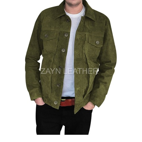 Veste cuir daim - cuir, olive