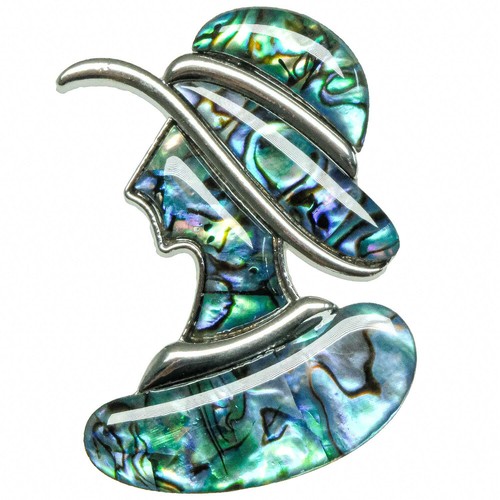 Broche buste dame chapeau - buste, au