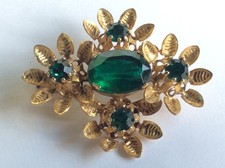 Broche Fleurs émeraude vert
